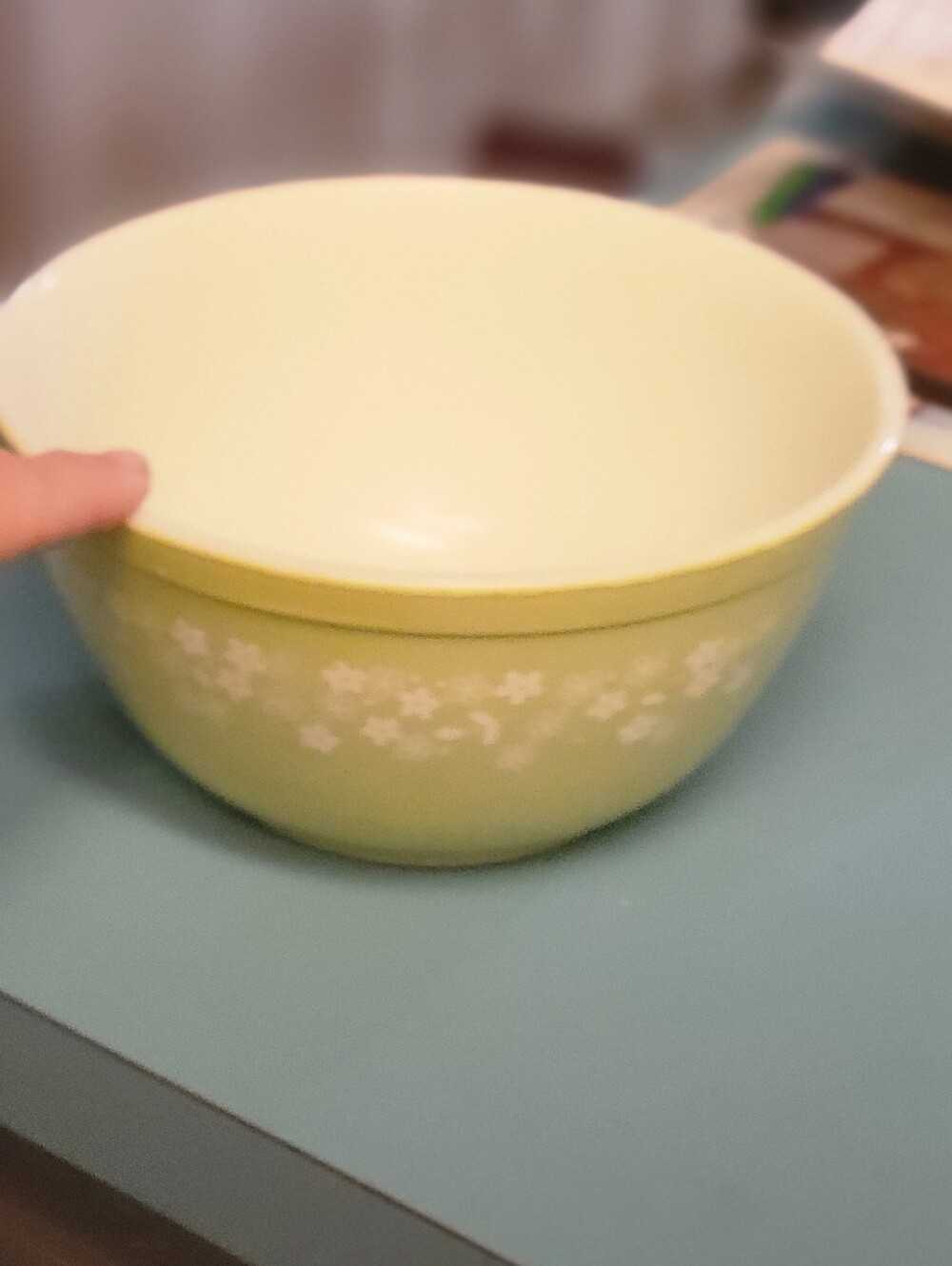 Pyrex Vintage Lime Floral Mixing Bowl